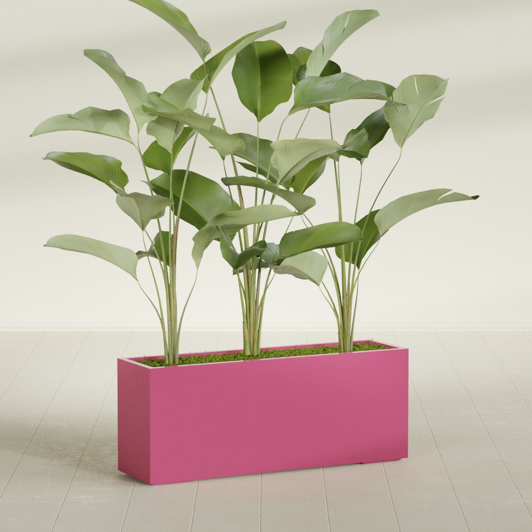 Tolga Extra Large Long Rectangle Fiberglass Planter - 60 in x 16 in x 24 in - Gloss Pink Violet - Gloss Pink Violet,60 in x 16 in x 24 in