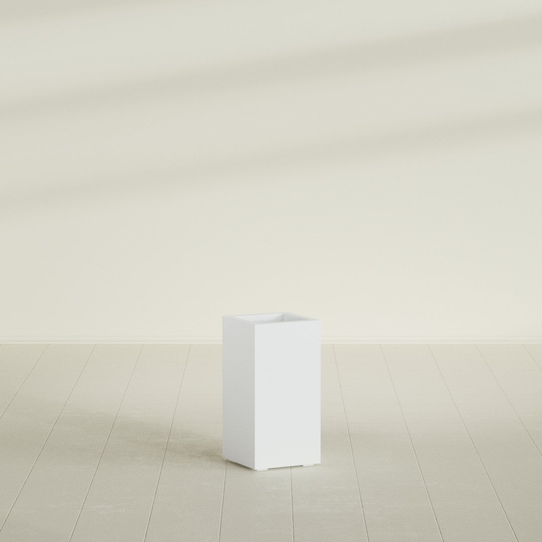 Hollywood Medium Rectangle Fiberglass Planter - 12 in x 12 in x 24 in - Matte White - Matte White,12 in x 12 in x 24 in