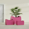 Seoul Large Curved Abstract Fiberglass Planter - 36 in x 16 in x 24 in - Gloss Pink Violet - Gloss Pink Violet,36 in x 16 in x 24 in