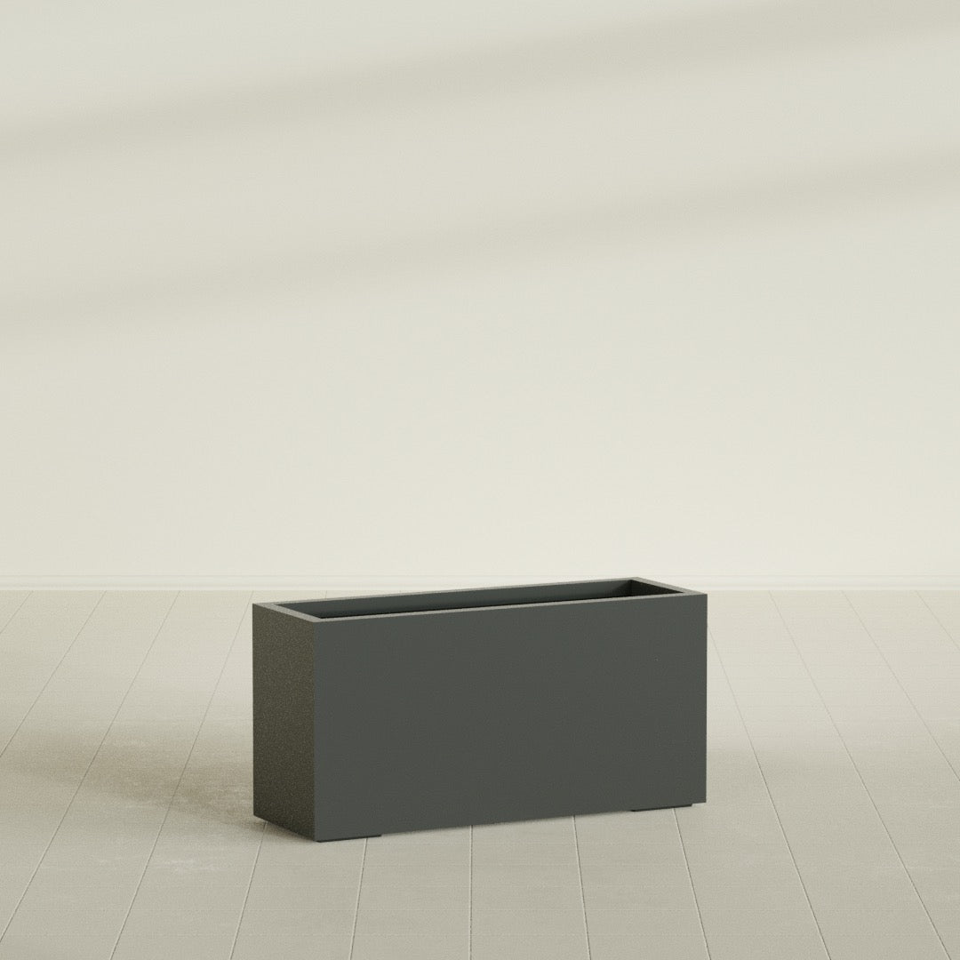 Miami Large Narrow Rectangle Fiberglass Planter - 36 in x 12 in x 18 in - Matte Charcoal - Matte Charcoal,36 in x 12 in x 18 in