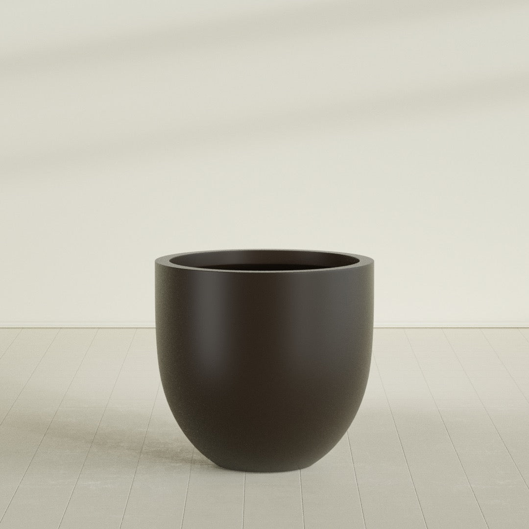 Alzira Large Round Fiberglass Planter - 36 in x 36 in x 34 in - Matte Brown - Matte Brown,36 in x 36 in x 34 in