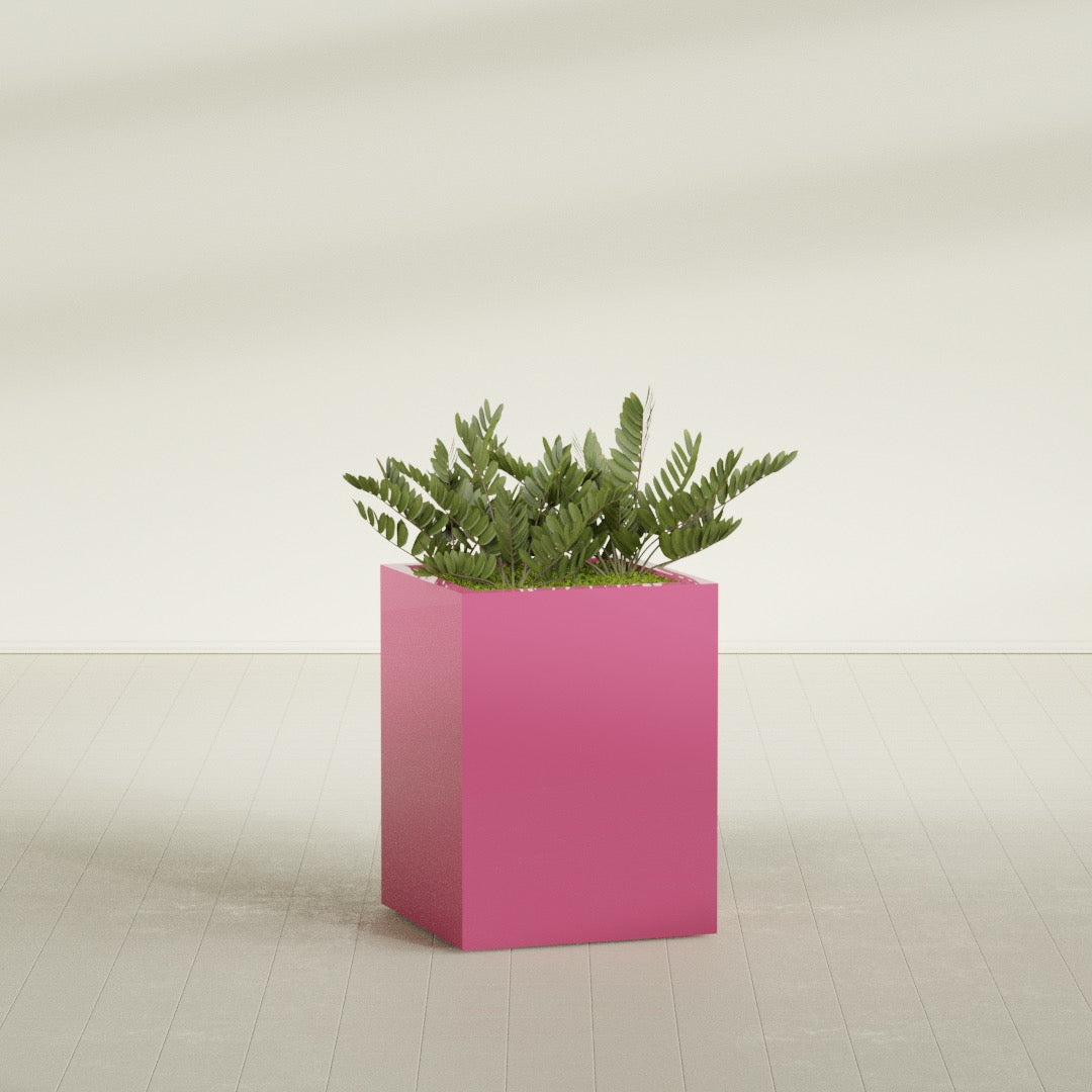 Brisbane Large Rectangle Fiberglass Planter - 24 in x 24 in x 32 in - Gloss Pink Violet - Gloss Pink Violet,24 in x 24 in x 32 in