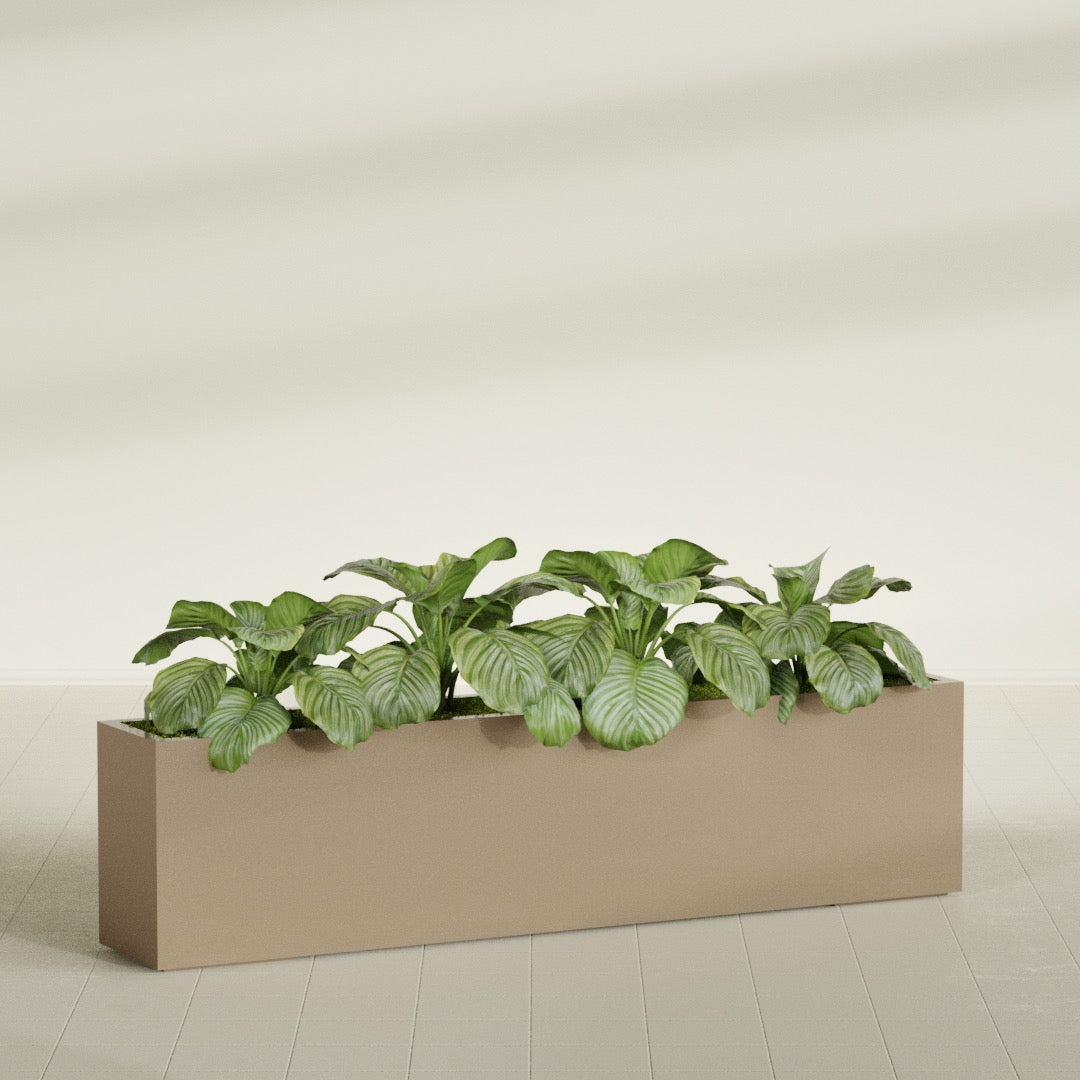 Miami Extra Large Narrow Rectangle Fiberglass Planter - 72 in x 12 in x 18 in - Metallic Gold - Metallic Gold,72 in x 12 in x 18 in