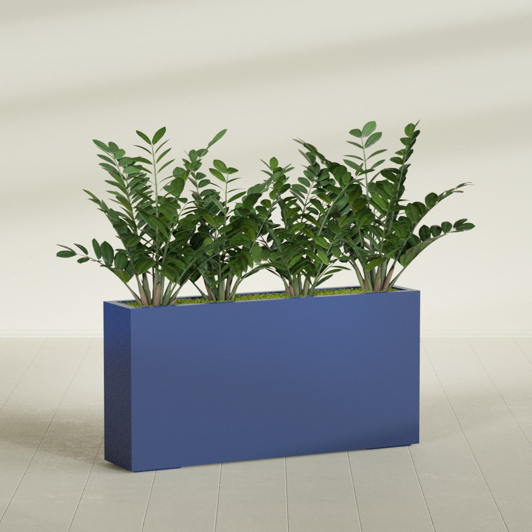 Milano Extra Large Narrow Rectangle Fiberglass Planter - 48 in x 10 in x 24 in - Matte Cobalt Blue - Matte Cobalt Blue,48 in x 10 in x 24 in