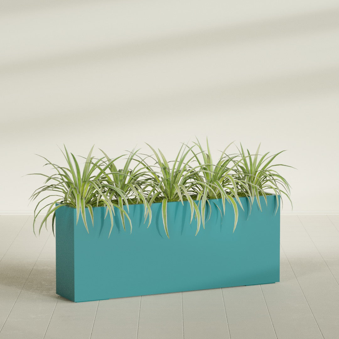 Hollywood Extra Large Narrow Rectangle Fiberglass Planter - 60 in x 12 in x 24 in - Satin Sea Foam - Satin Sea Foam,60 in x 12 in x 24 in