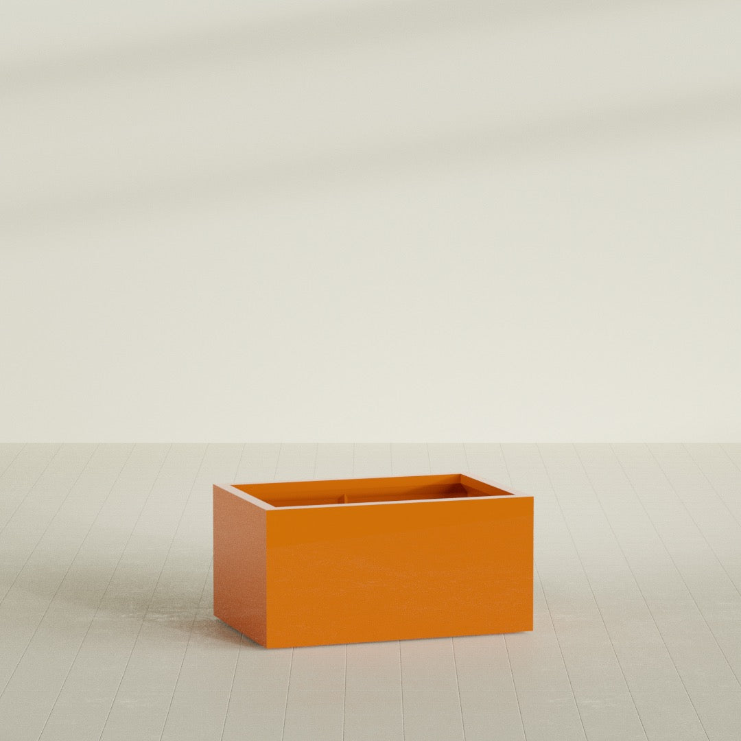Torino Large Wide Rectangle Fiberglass Planter - 36 in x 24 in x 18 in - Gloss Tangerine - Gloss Tangerine,36 in x 24 in x 18 in