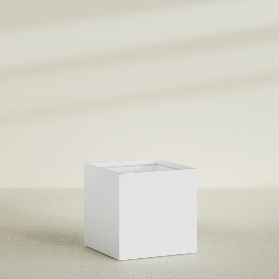 Montroy Extra Large Cube Square Fiberglass Planter - 48 in x 48 in x 48 in - Gloss White - Gloss White,48 in x 48 in x 48 in