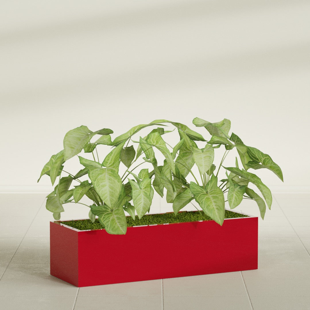 Reade Small Tabletop Rectangle Fiberglass Planter - 18 in x 6.5 in x 5 in - Gloss Red - Gloss Red,18.5 in x 6.5 in x 5 in