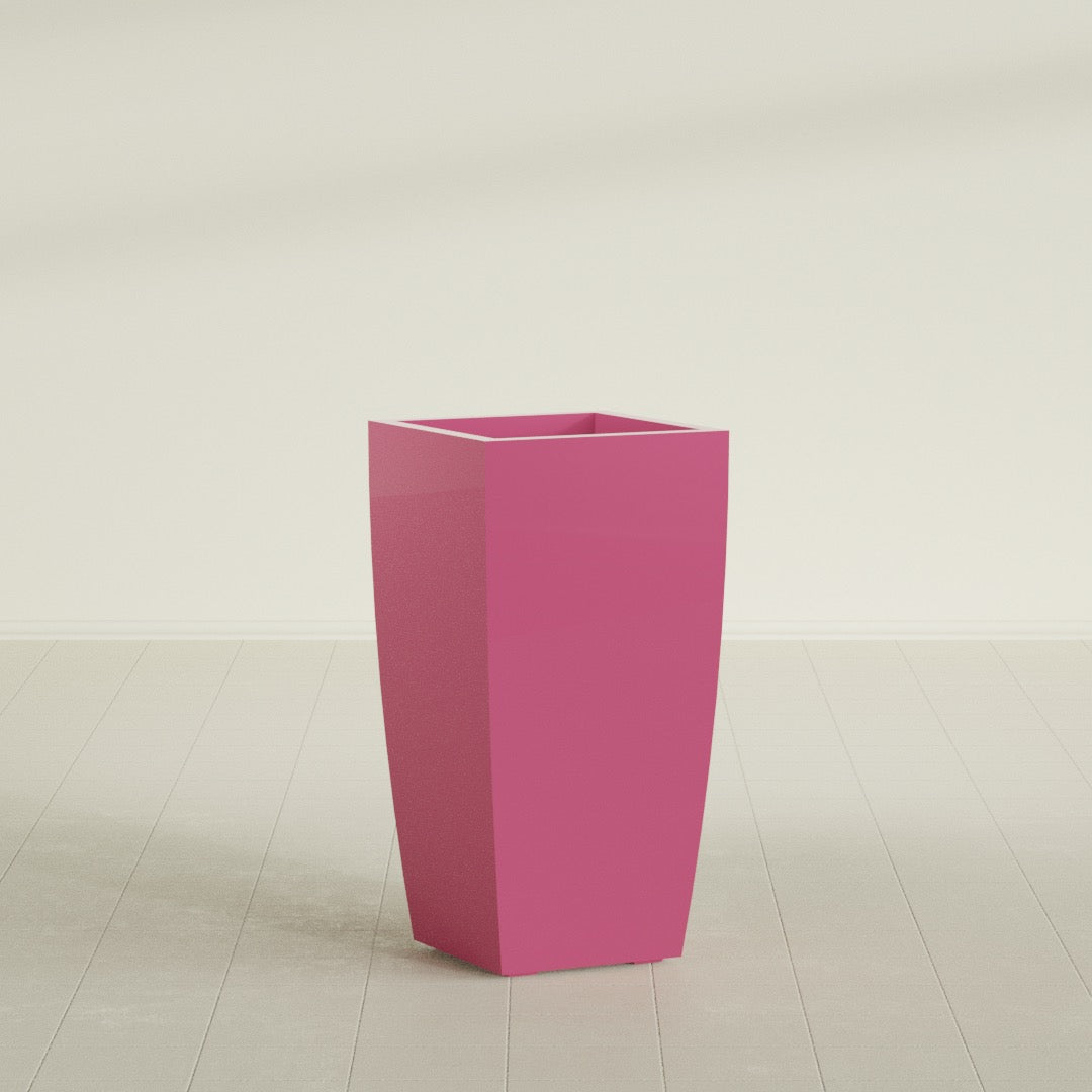 Toulan Large Tall Tapered Square Fiberglass Planter - 18 in x 18 in x 36 in - Gloss Pink Violet - Gloss Pink Violet,18 in x 18 in x 36 in