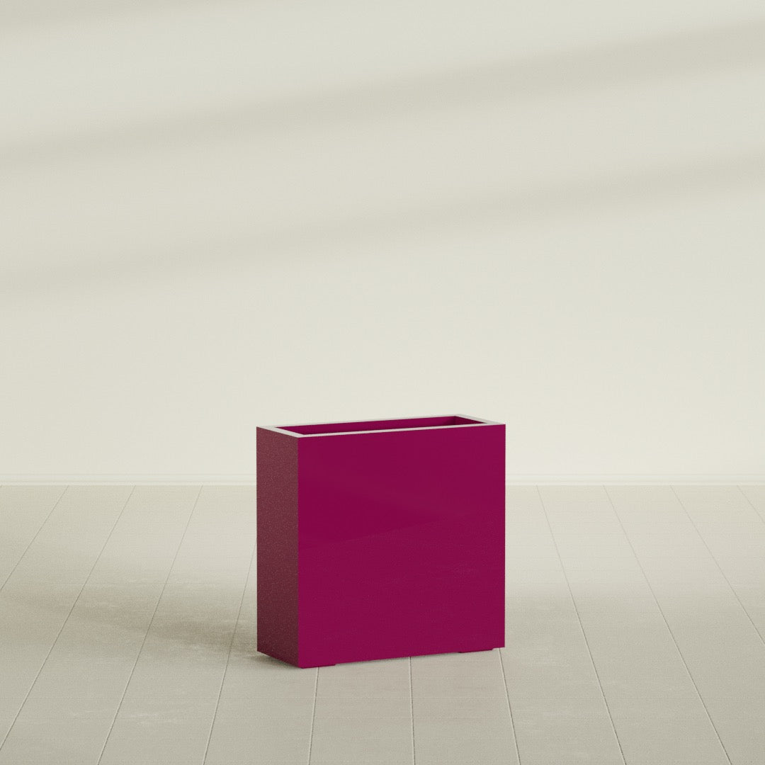 Milano Medium Narrow Rectangle Fiberglass Planter - 24 in x 10 in x 24 in - Gloss Eggplant - Gloss Eggplant,24 in x 10 in x 24 in
