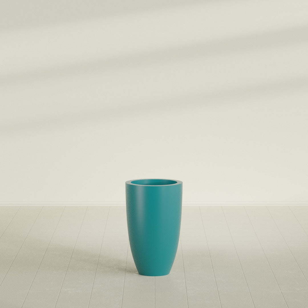 Brannan Medium Round Fiberglass Planter - 18 in x 18 in x 29 in - Satin Sea Foam - Satin Sea Foam,18 in x 18 in x 29 in