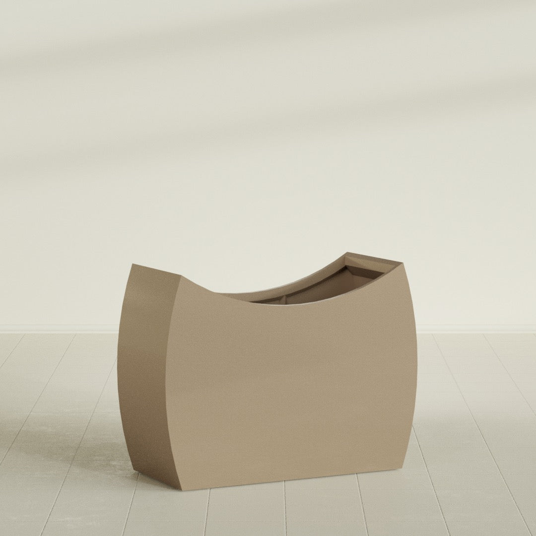Seoul Extra Large Curved Abstract Fiberglass Planter - 48 in x 20 in x 36 in - Metallic Gold - Metallic Gold,48 in x 20 in x 36 in