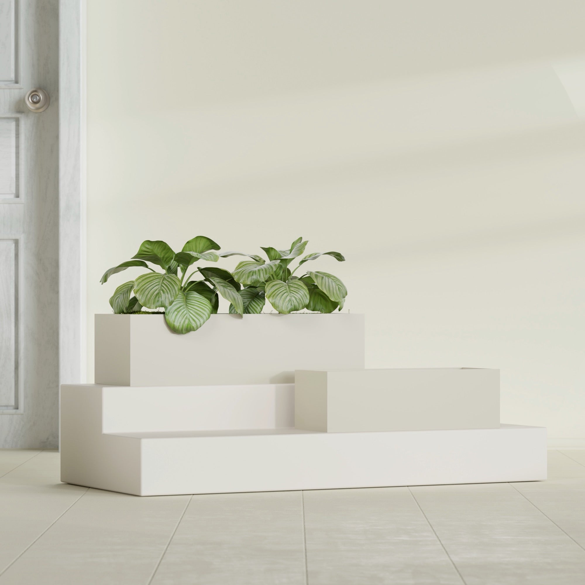 Reade Small Tabletop Rectangle Fiberglass Planter - 14 in x 5 in x 4.3 in - Satin Beige - Satin Beige,14 in x 5 in x 4.3 in