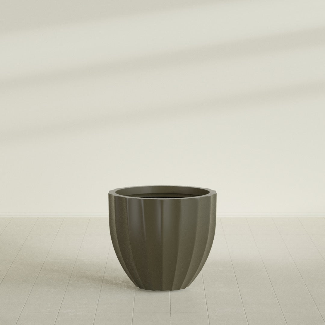 Santa Barbara Medium Round Fiberglass Planter - 23 in x 23 in x 20.3 in - Matte Bronze - Matte Bronze,23 in x 23 in x 20 in