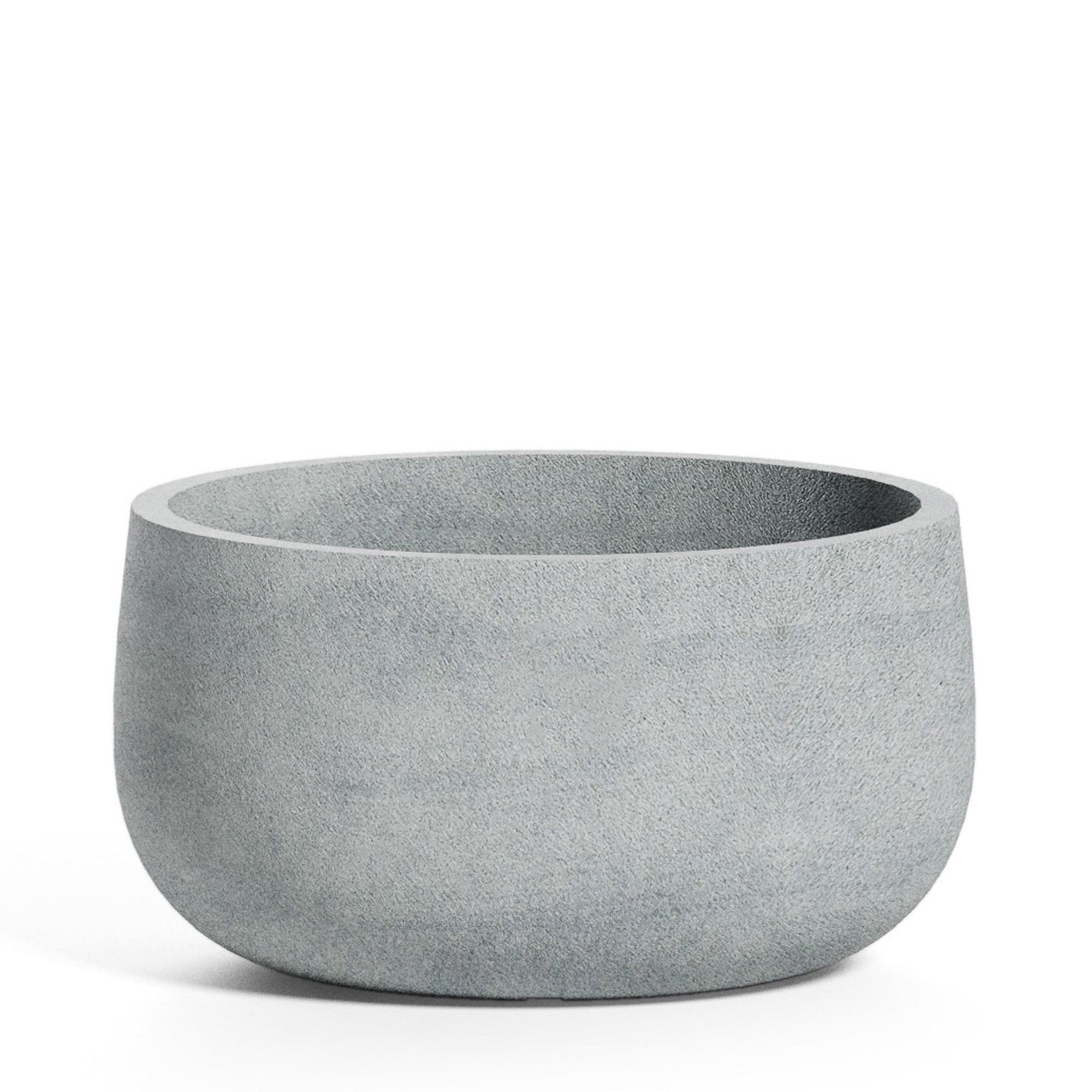 COSAPOTS Mondo Low Round Fiberglass Planter – Lightweight Indoor/Outdoor Plant Pot, Frost & Weather Resistant, Handmade Modern Decorative Planter – 9.5" X 9.5" X 5" – Concrete Stone - Concrete Stone,9.5 in x 9.5 in x 5 in