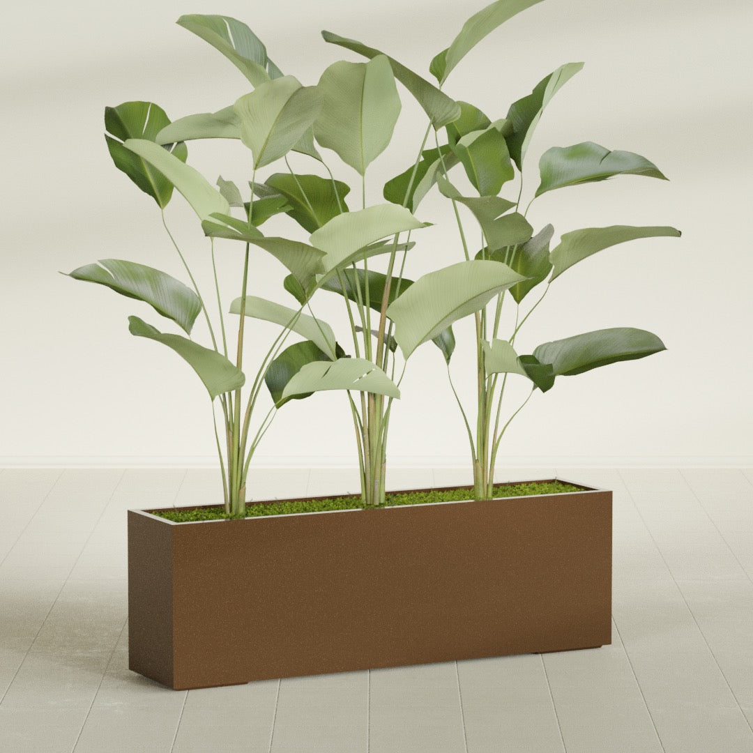 Tolga Extra Large Long Rectangle Fiberglass Planter - 72 in x 16 in x 24 in - Metallic Bronze - Metallic Bronze,72 in x 16 in x 24 in