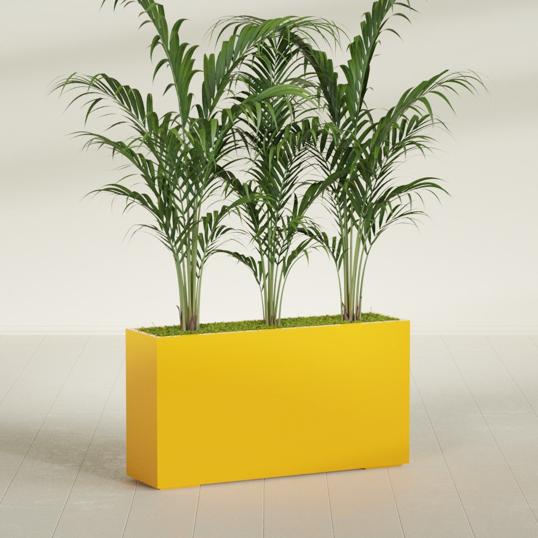 Potsdam Extra Large Long Rectangle Fiberglass Planter - 60 in x 16 in x 32 in - Gloss Saffron - Gloss Saffron,60 in x 16 in x 32 in