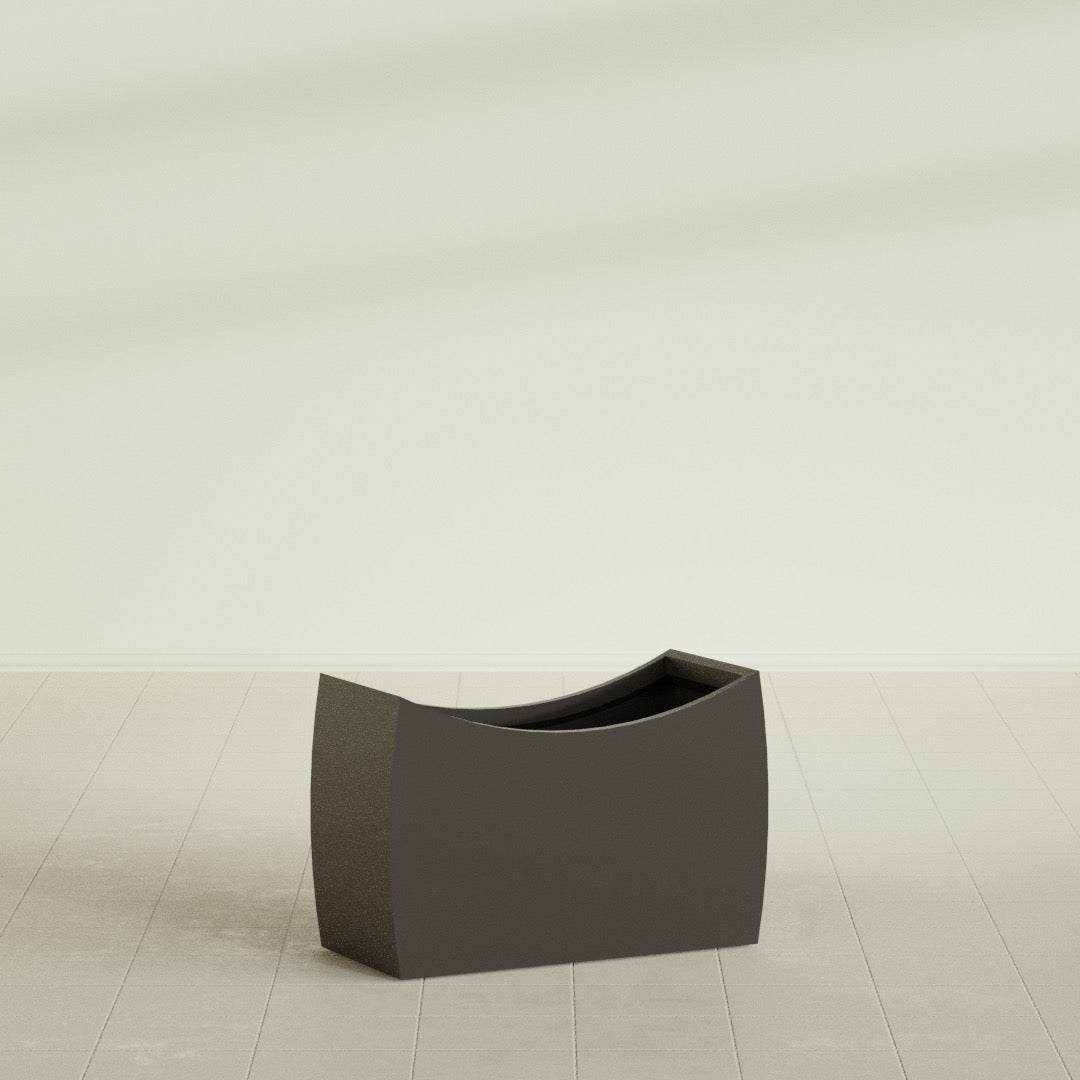 Seoul Large Curved Abstract Fiberglass Planter - 36 in x 16 in x 24 in - Matte Brown - Matte Brown,36 in x 16 in x 24 in