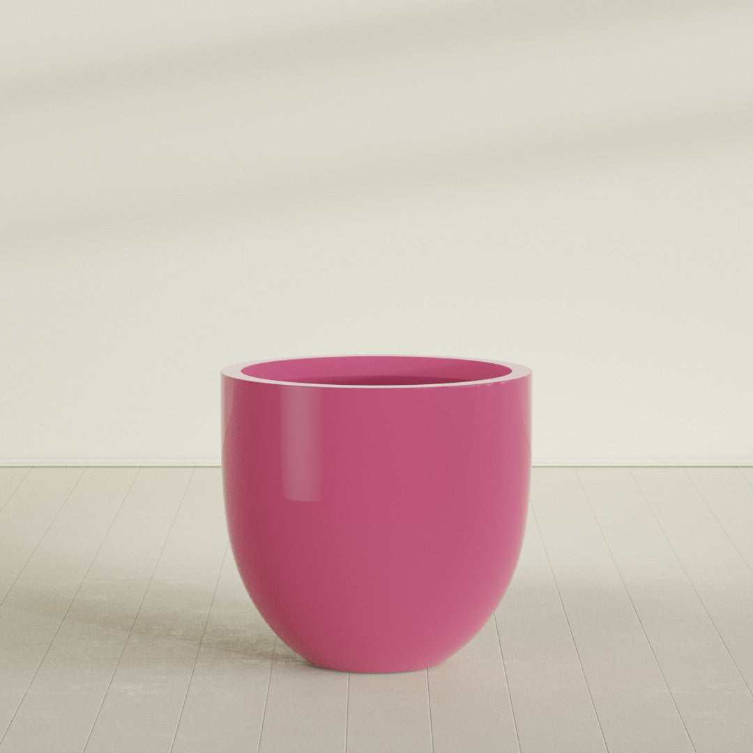 Alzira Large Round Fiberglass Planter - 36 in x 36 in x 34 in - Gloss Pink Violet - Gloss Pink Violet,36 in x 36 in x 34 in