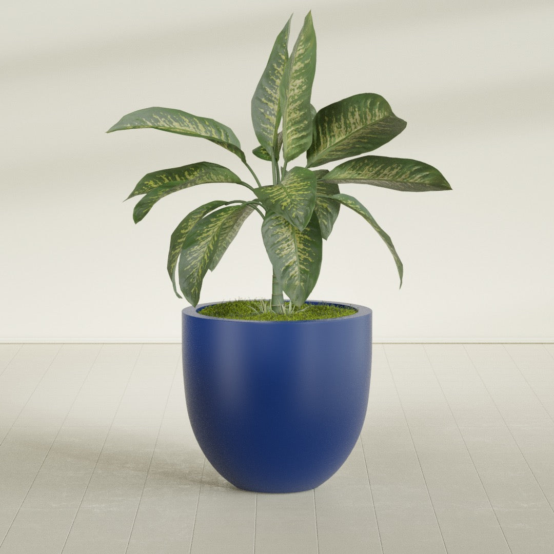 Alzira Large Round Fiberglass Planter - 30 in x 30 in x 28 in - Matte Cobalt Blue - Matte Cobalt Blue,30 in x 30 in x 28 in