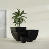 Lima Large Tapered Square Fiberglass Planter - 30 in x 30 in x 30 in - Gloss Black - Gloss Black,30 in x 30 in x 30 in