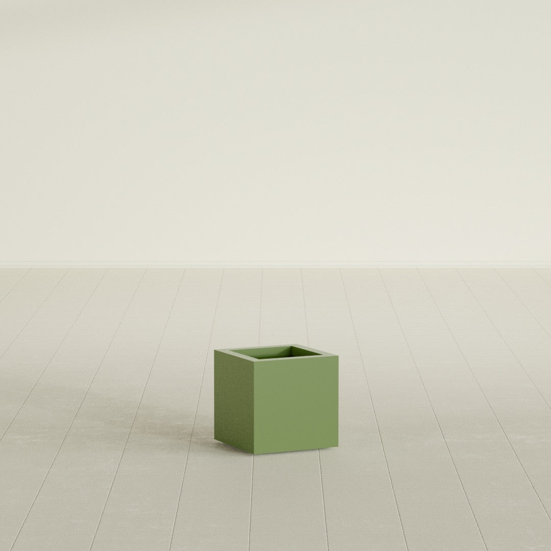 Montroy Small Cube Square Fiberglass Planter - 12 in x 12 in x 12 in - Satin Green - Satin Green,12 in x 12 in x 12 in