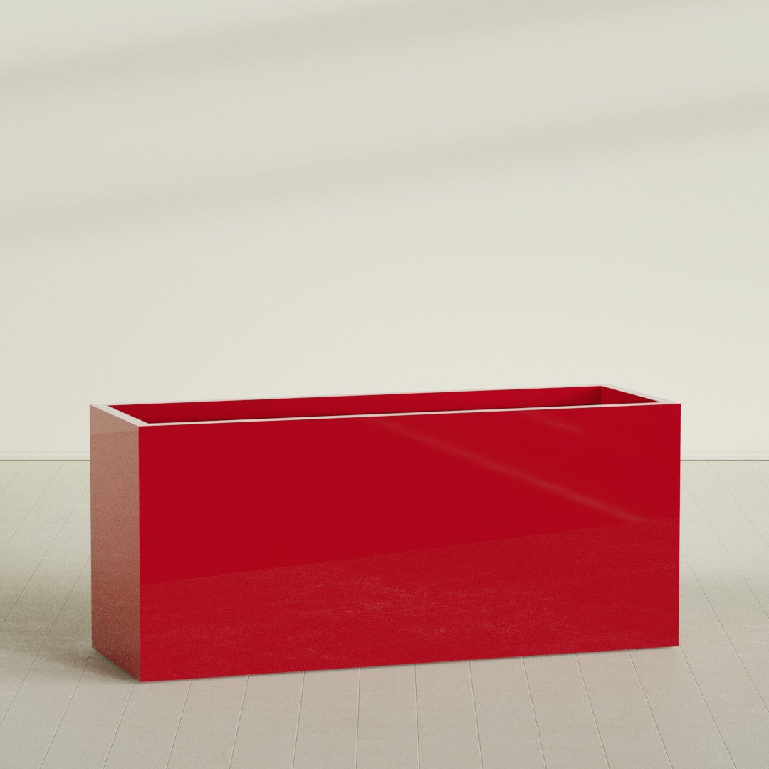 Brisbane Extra Large Long Rectangle Fiberglass Planter - 72 in x 24 in x 32 in - Gloss Red - Gloss Red,72 in x 24 in x 32 in
