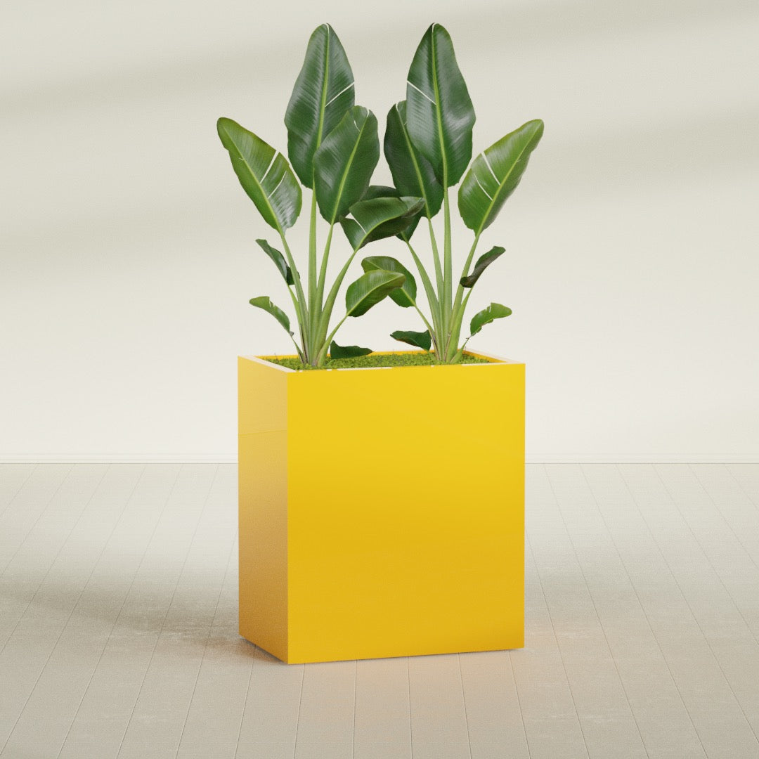 Darwin Large Rectangle Fiberglass Planter - 36 in x 24 in x 42 in - Gloss Saffron - Gloss Saffron,36 in x 24 in x 42 in
