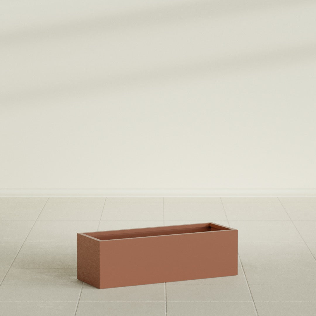 Reade Small Tabletop Rectangle Fiberglass Planter - 14 in x 5 in x 4.3 in - Matte Terracotta - Matte Terracotta,14 in x 5 in x 4.3 in