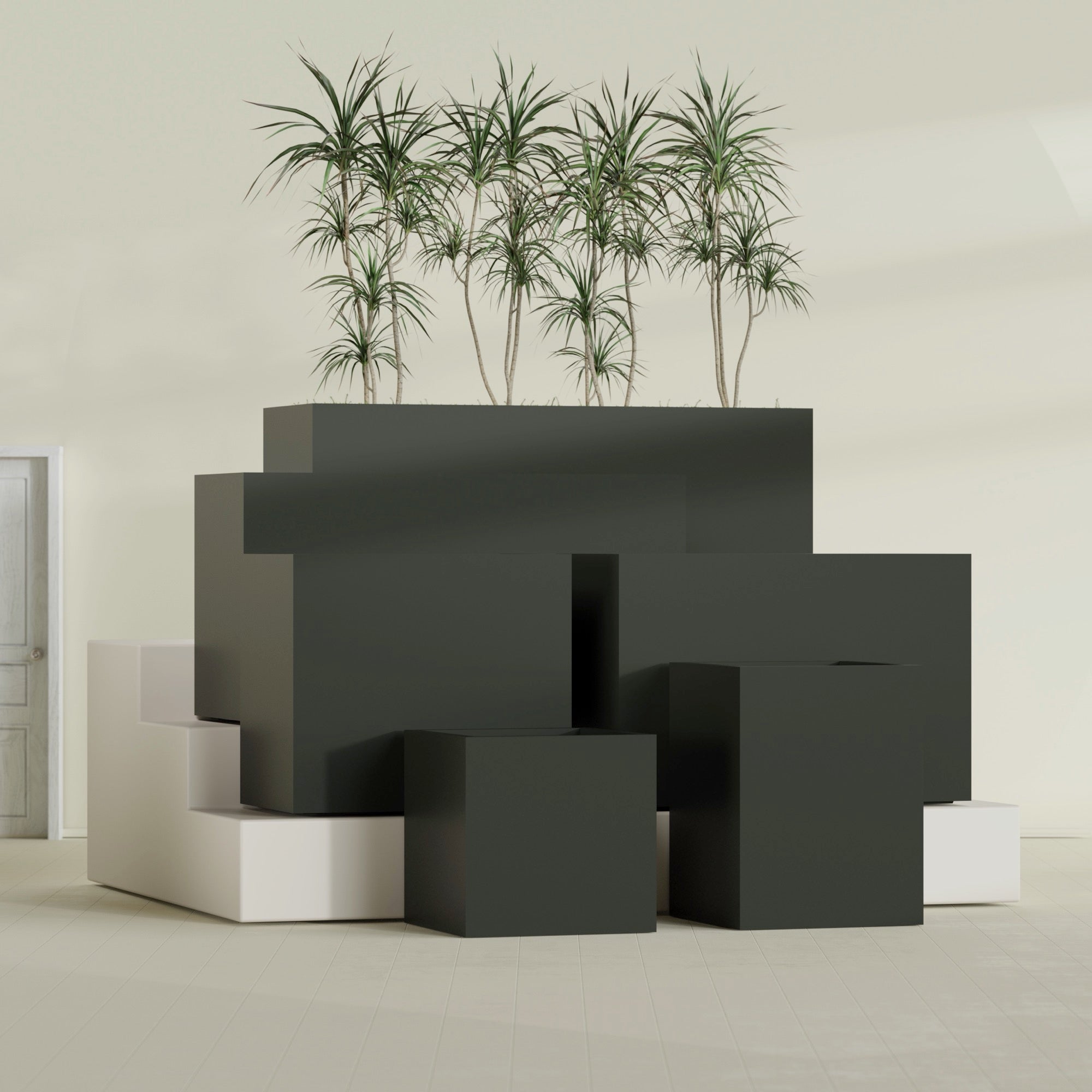 Brisbane Large Rectangle Fiberglass Planter - 36 in x 24 in x 32 in - Matte Charcoal - Matte Charcoal,36 in x 24 in x 32 in
