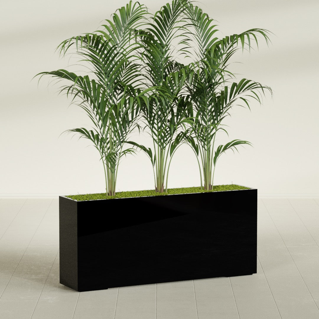 Potsdam Extra Large Long Rectangle Fiberglass Planter - 72 in x 16 in x 32 in - Gloss Black - Gloss Black,72 in x 16 in x 32 in