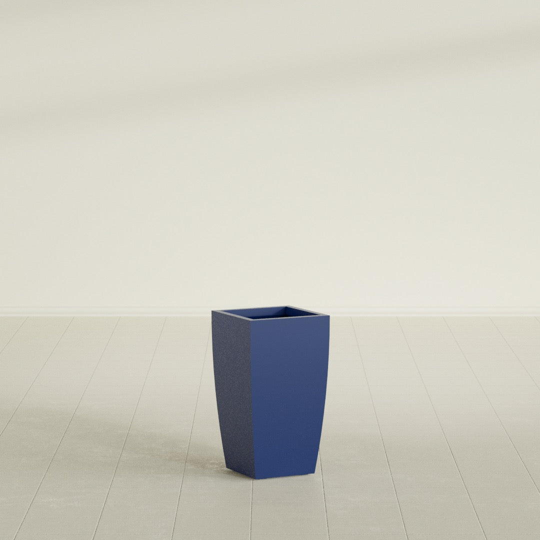 Toulan Medium Tall Tapered Square Fiberglass Planter - 12 in x 12 in x 22 in - Matte Cobalt Blue - Matte Cobalt Blue,12 in x 12 in x 22 in