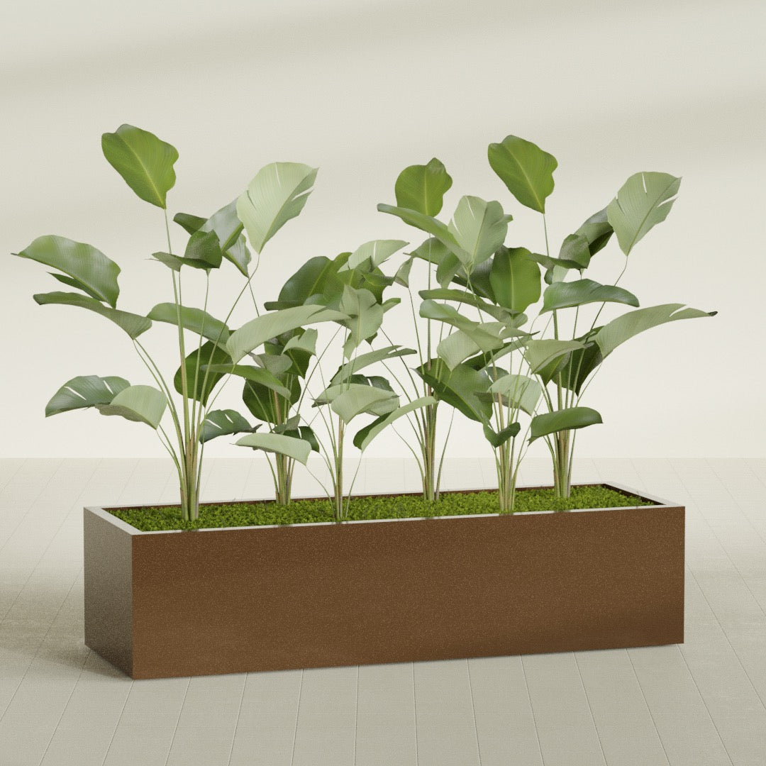 Torino Extra Large Wide Rectangle Fiberglass Planter - 72 in x 24 in x 18 in - Metallic Bronze - Metallic Bronze,72 in x 24 in x 18 in