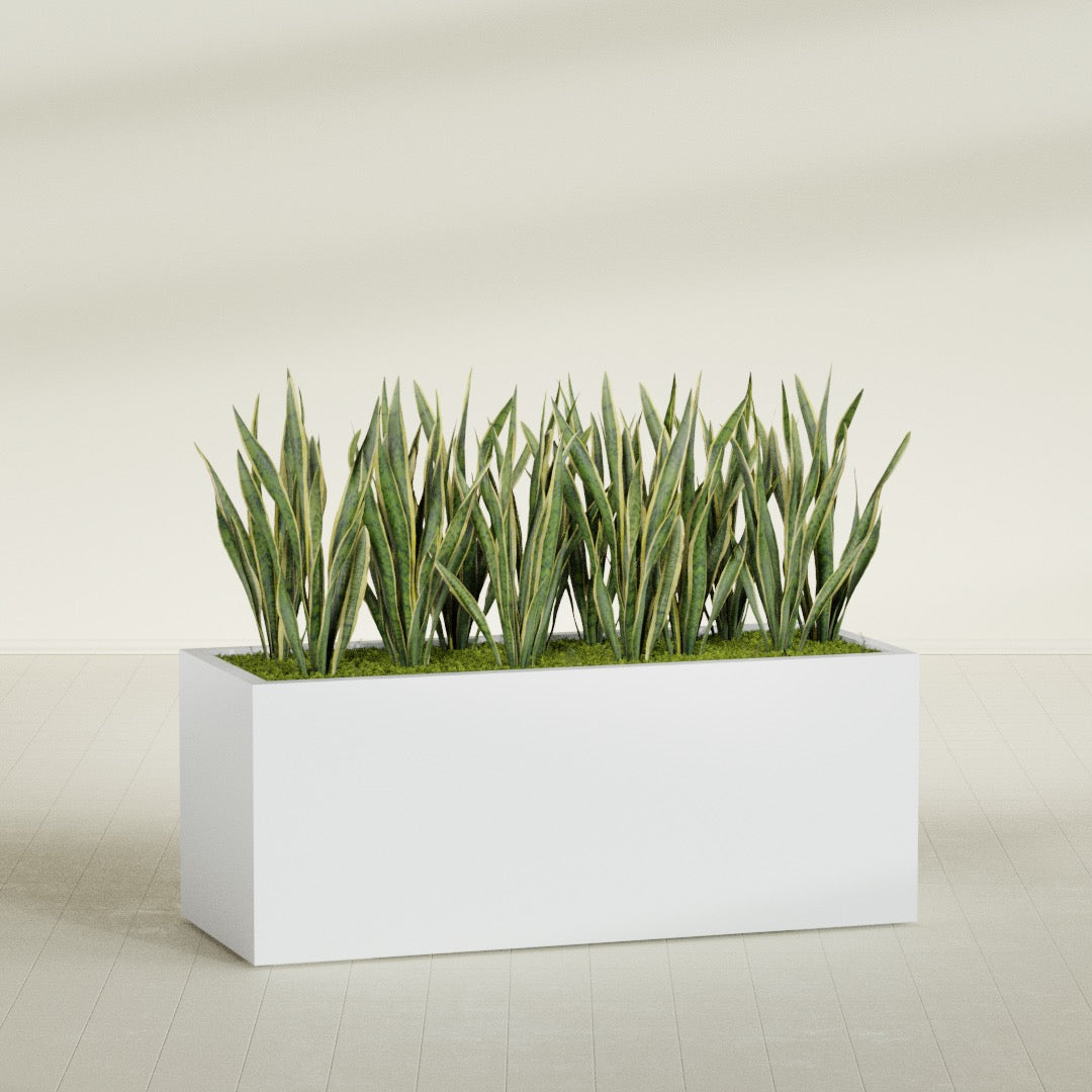 Granada Extra Large Long Rectangle Fiberglass Planter - 60 in x 24 in x 24 in - Gloss White - Gloss White,60 in x 24 in x 24 in