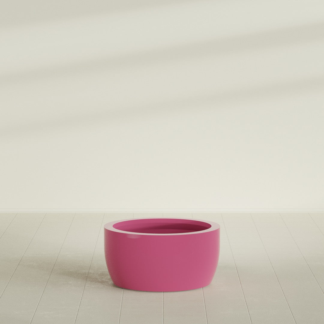 Casablanca Large Round Low Bowl Fiberglass Planter - 30 in x 30 in x 15 in - Gloss Pink Violet - Gloss Pink Violet,30 in x 30 in x 15 in