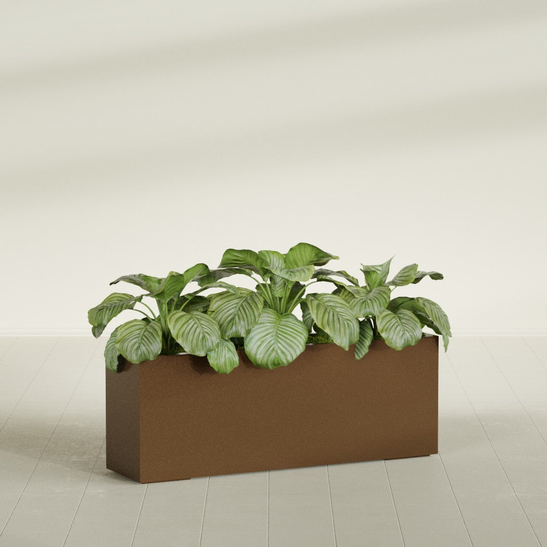 Miami Extra Large Narrow Rectangle Fiberglass Planter - 48 in x 12 in x 18 in - Metallic Bronze - Metallic Bronze,48 in x 12 in x 18 in