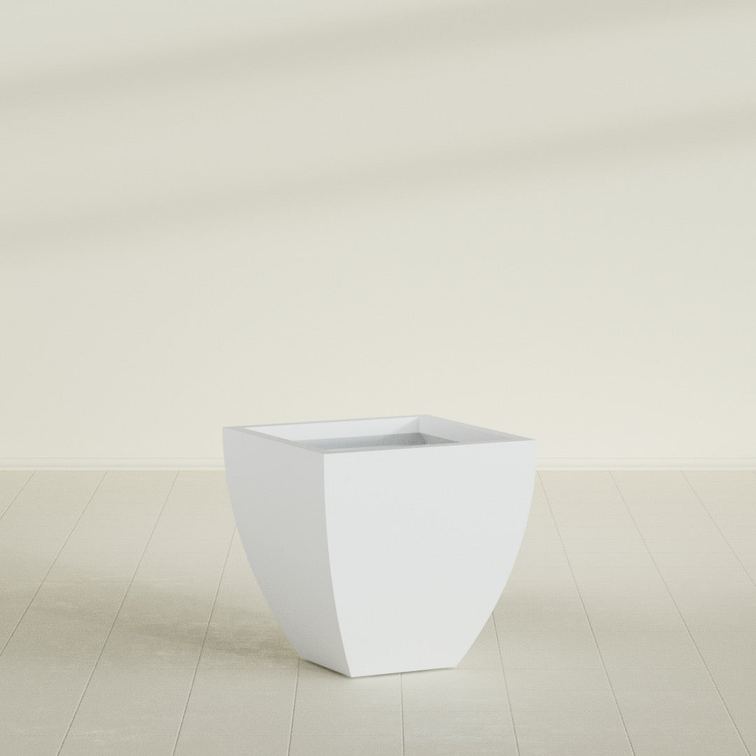 Lima Medium Tapered Square Fiberglass Planter - 24 in x 24 in x 24 in - Gloss White - Gloss White,24 in x 24 in x 24 in