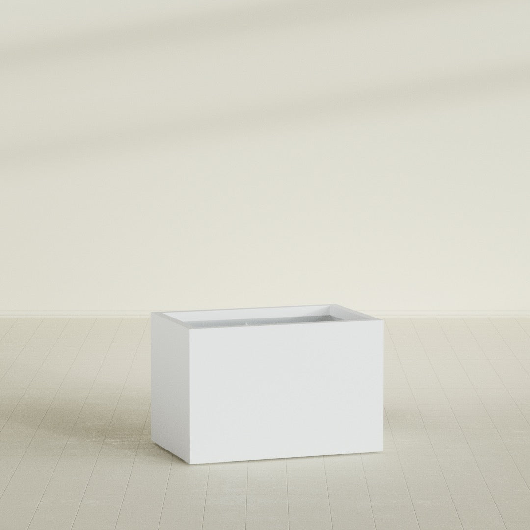 Granada Large Rectangle Fiberglass Planter - 36 in x 24 in x 24 in - Gloss White - Gloss White,36 in x 24 in x 24 in