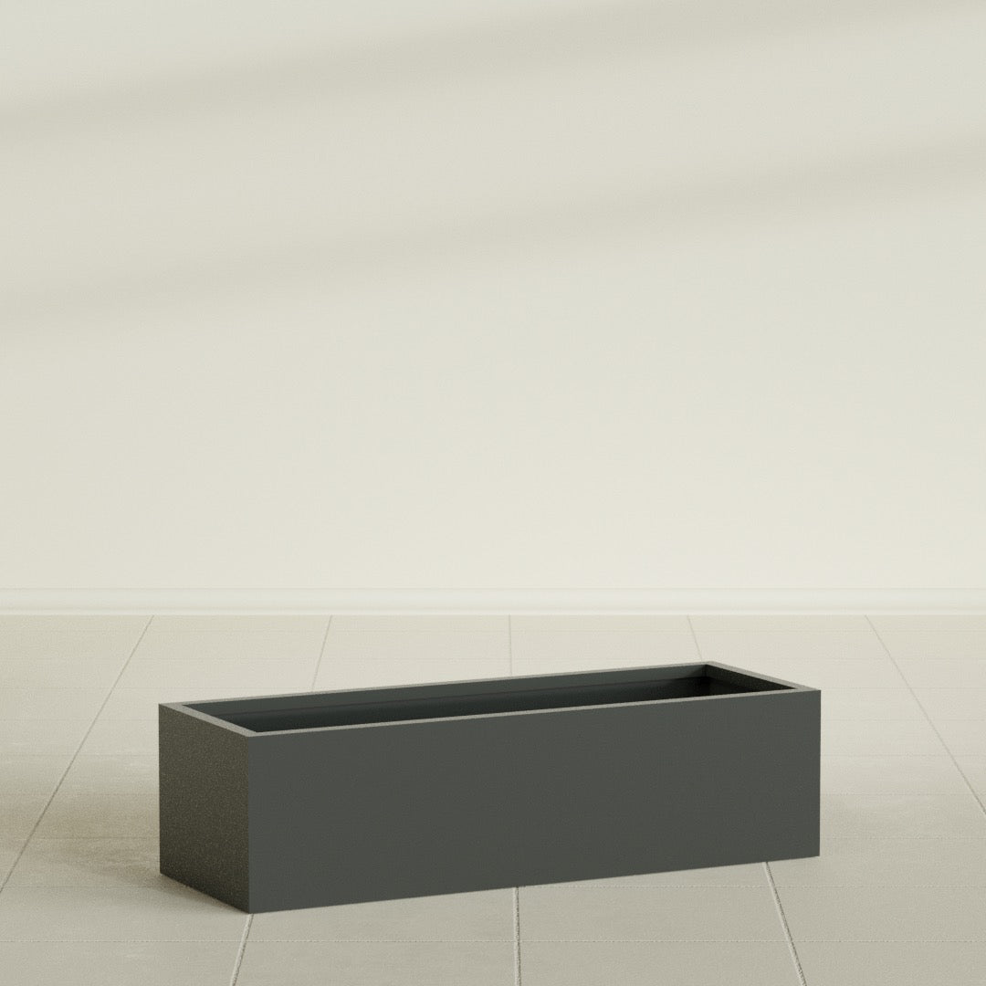 Reade Small Tabletop Rectangle Fiberglass Planter - 18 in x 6.5 in x 5 in - Matte Charcoal - Matte Charcoal,18.5 in x 6.5 in x 5 in