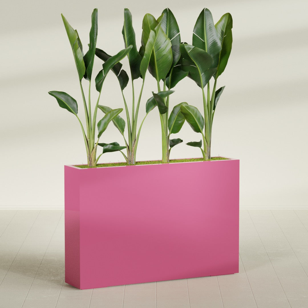 Amesbury Extra Large Narrow Rectangle Fiberglass Planter - 48 in x 10 in x 32 in - Gloss Pink Violet - Gloss Pink Violet,48 in x 10 in x 32 in