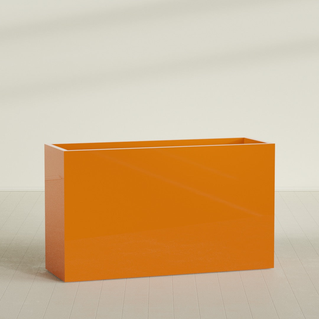 Darwin Extra Large Long Rectangle Fiberglass Planter - 72 in x 24 in x 42 in - Gloss Tangerine - Gloss Tangerine,72 in x 24 in x 42 in