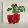 Alicante Small Round Fiberglass Planter - 15 in x 15 in x 21 in - Gloss Red - Gloss Red,15 in x 15 in x 21 in