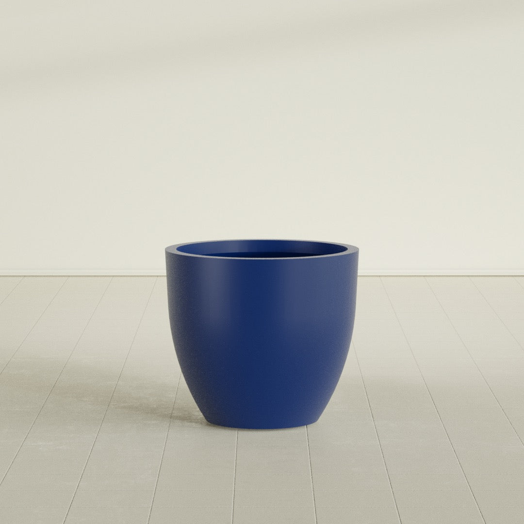 Wannsee Large Round Fiberglass Planter - 33 in x 33 in x 29 in - Matte Cobalt Blue - Matte Cobalt Blue,33 in x 33 in x 29 in