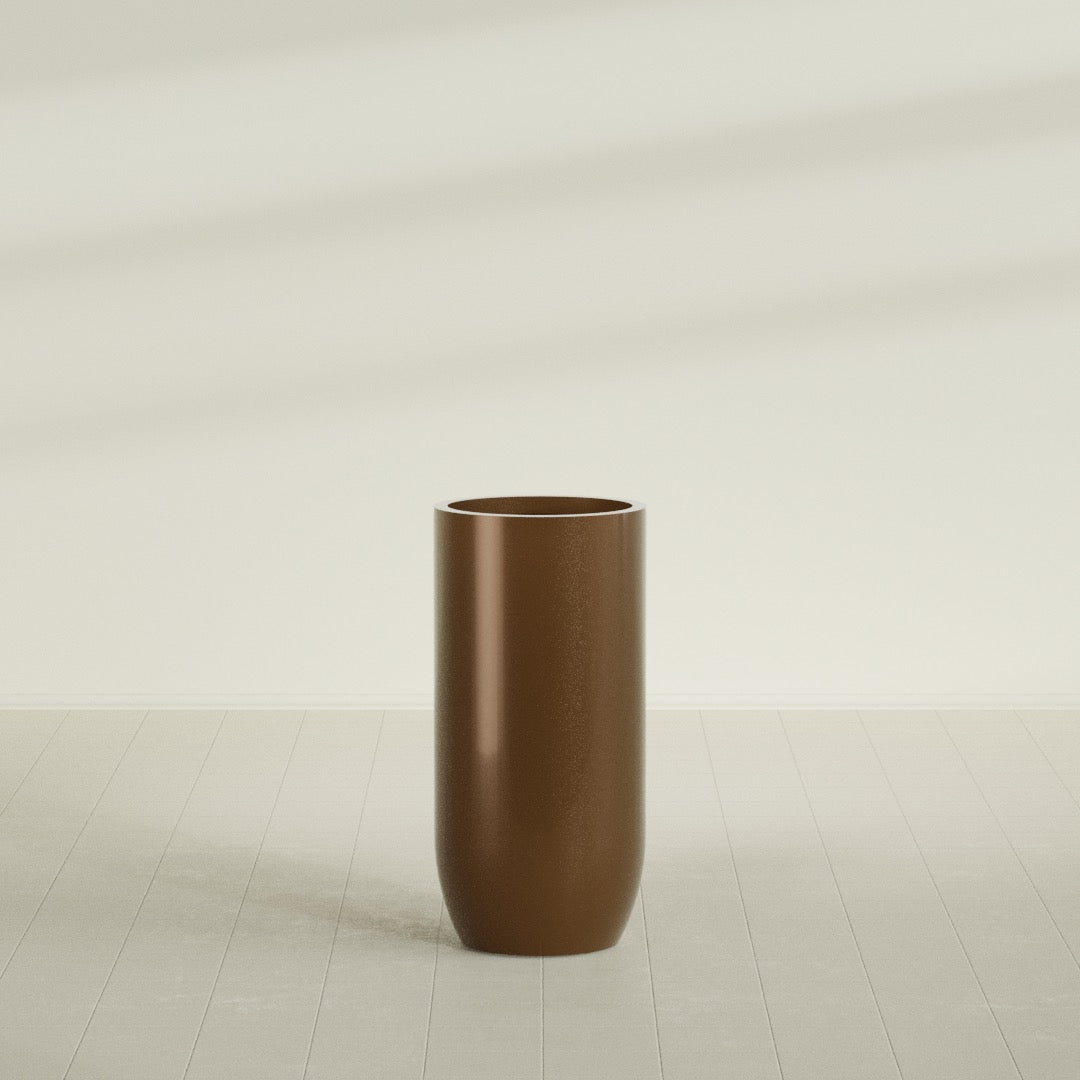 Saint Tropez Extra Large Tall Round Fiberglass Planter - 24 in x 24 in x 50 in - Metallic Bronze - Metallic Bronze,24 in x 24 in x 50 in