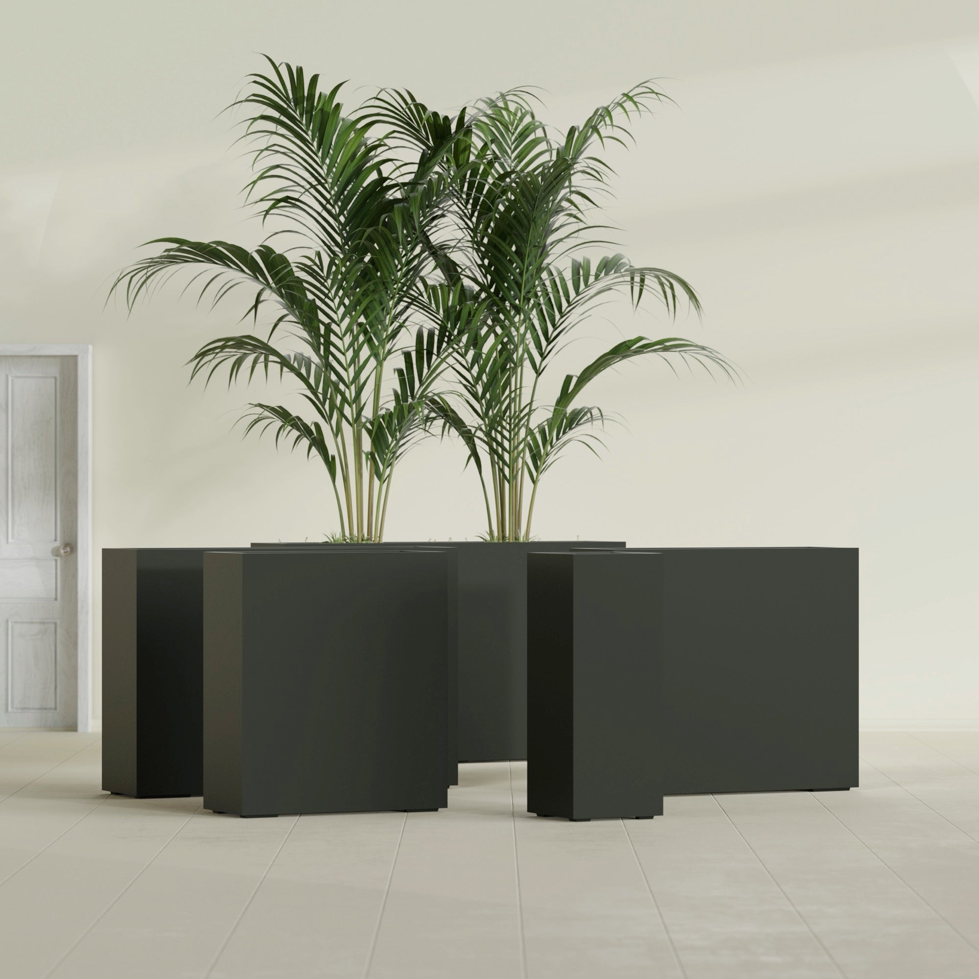Perth Extra Large Long Rectangle Fiberglass Planter - 72 in x 16 in x 42 in - Matte Charcoal - Matte Charcoal,72 in x 16 in x 42 in