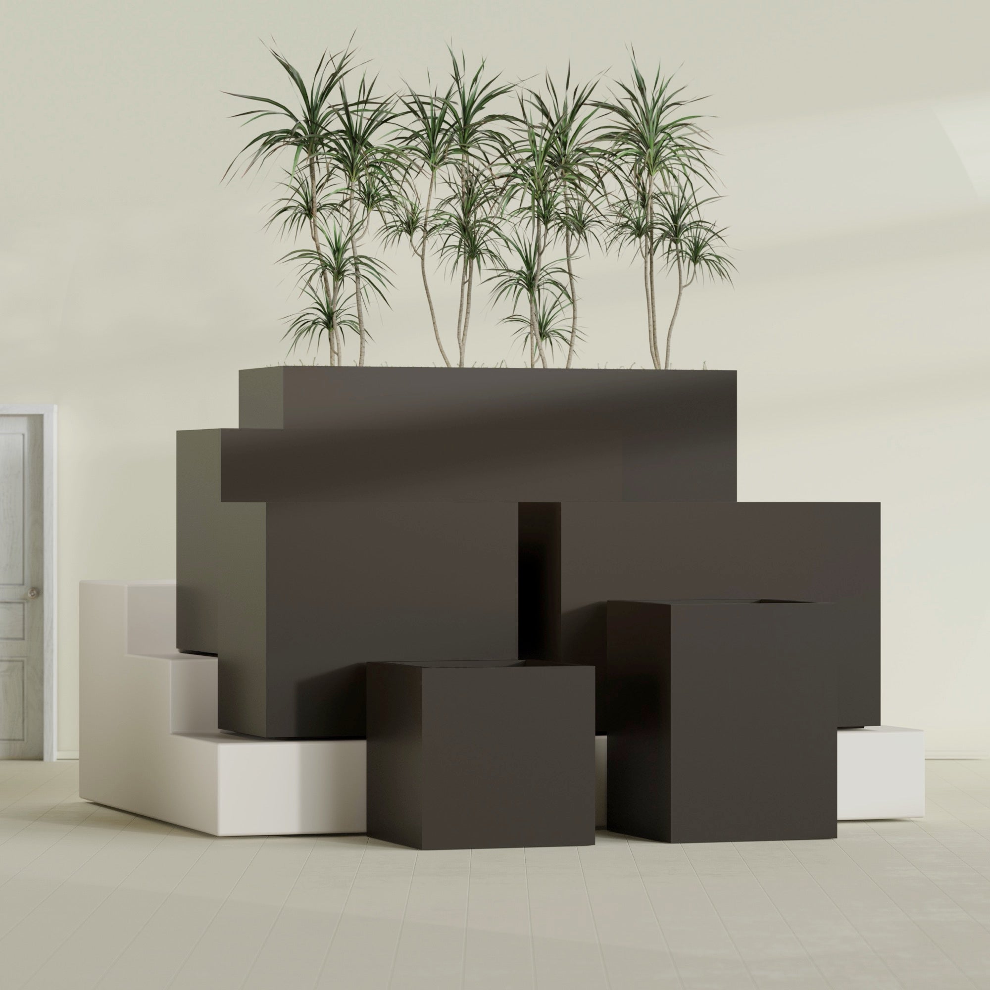 Brisbane Large Rectangle Fiberglass Planter - 36 in x 24 in x 32 in - Matte Brown - Matte Brown,36 in x 24 in x 32 in