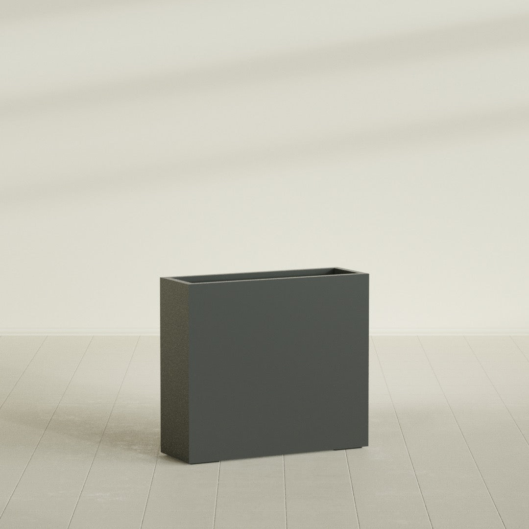 Delray Large Tall Rectangle Fiberglass Planter - 36 in x 12 in x 32 in - Matte Charcoal - Matte Charcoal,36 in x 12 in x 32 in