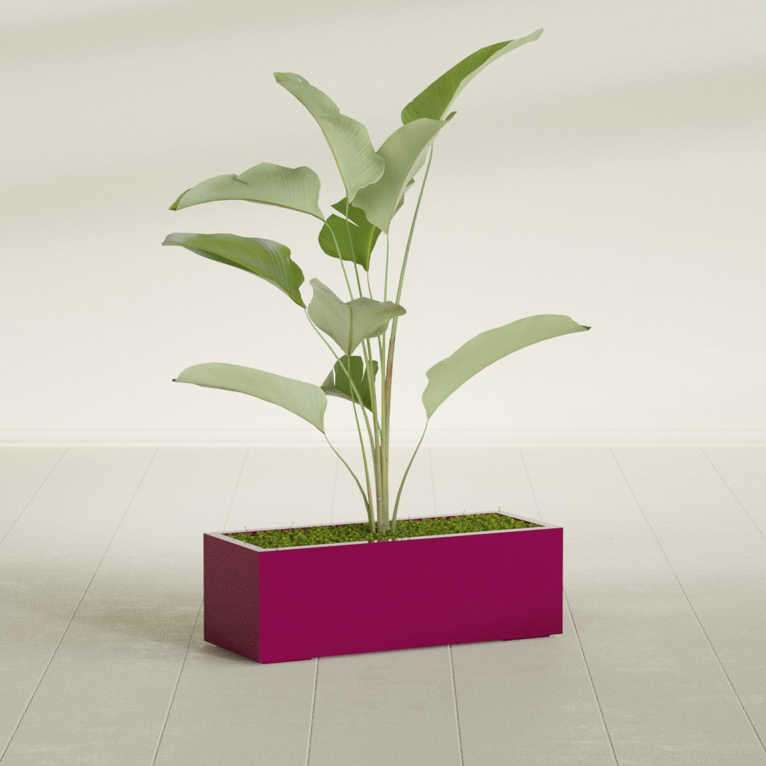 Cuba Large Long Rectangle Fiberglass Planter - 36 in x 14 in x 12 in - Gloss Eggplant - Gloss Eggplant,36 in x 14 in x 12 in
