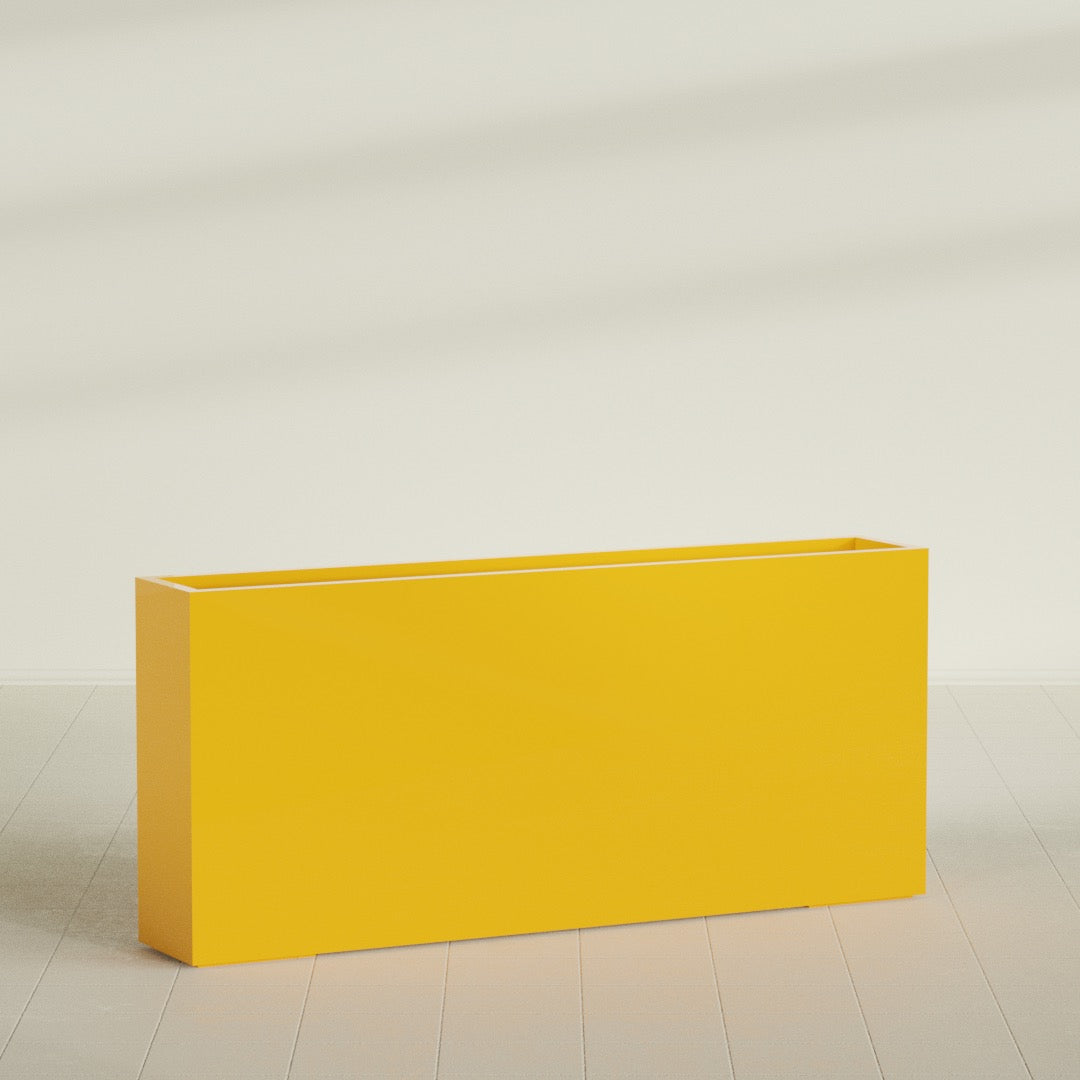 Delray Extra Large Long Rectangle Fiberglass Planter - 72 in x 12 in x 32 in - Gloss Saffron - Gloss Saffron,72 in x 12 in x 32 in