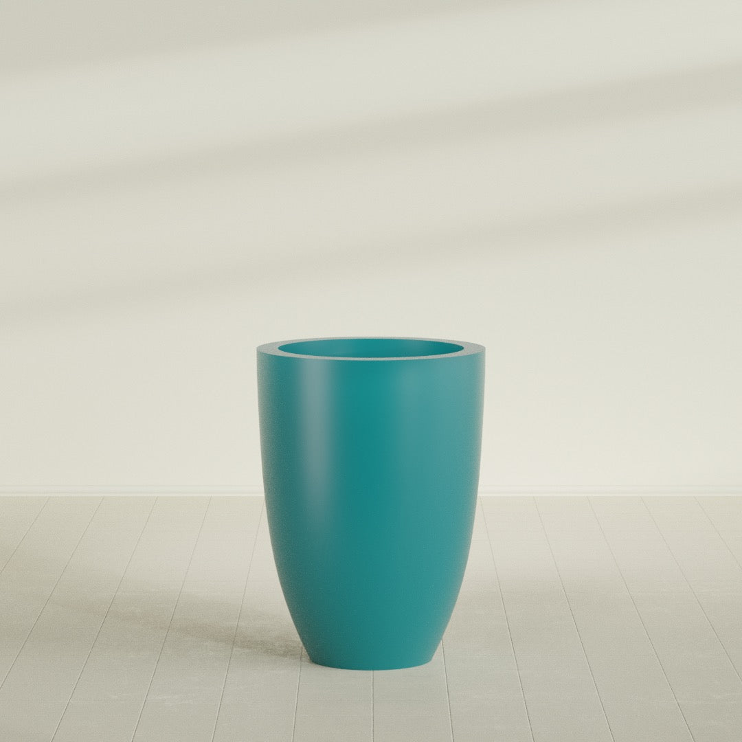 Brannan Large Round Fiberglass Planter - 30 in x 30 in x 41 in - Satin Sea Foam - Satin Sea Foam,30 in x 30 in x 41 in